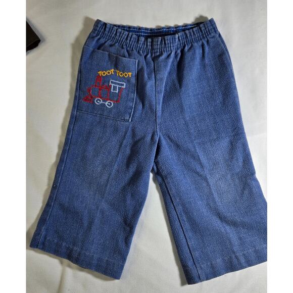 Vintage 2T 4 Jean Pant Overall Shorts 1980s Denim Trains Be Mine Tee Gee Togs - Picture 11 of 16